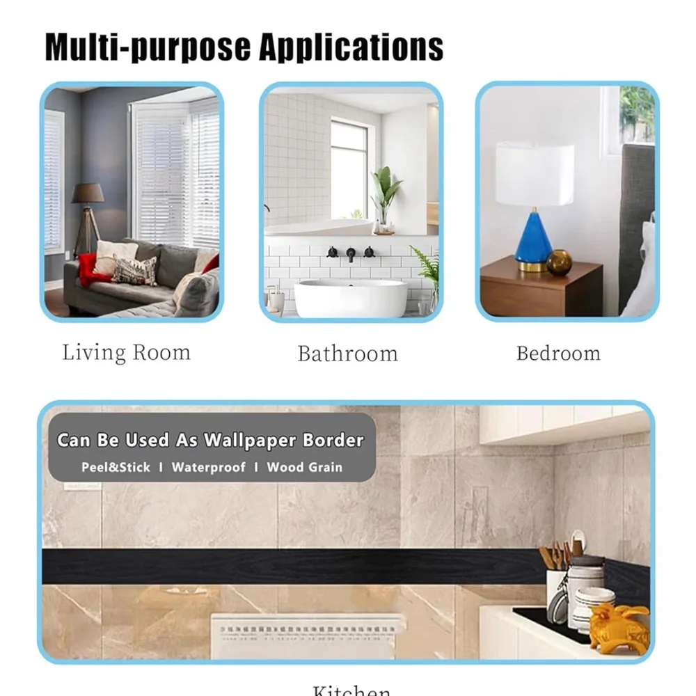 Black Self-Adhesive Waterproof Tape for Bathroom